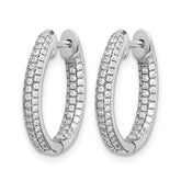 10k White Gold Diamond In/Out Hinged Hoop Earrings
